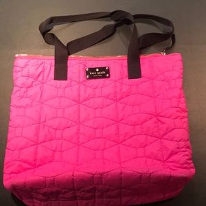 Kate Spade Pink zip top quilted carry all